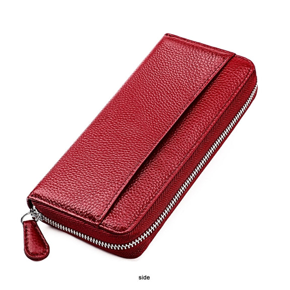 RFID Lychee Texture Fashion Organ Clutch Ladies Zipper Long Change Bag(ArmyGreen)