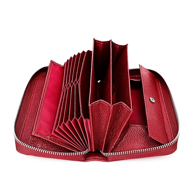 RFID Lychee Texture Fashion Organ Clutch Ladies Zipper Long Change Bag(Black)