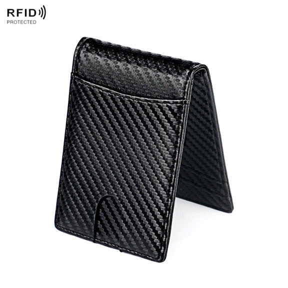 RFID Anti-theft Leather Men Wallet(Carbon Fiber Texture)
