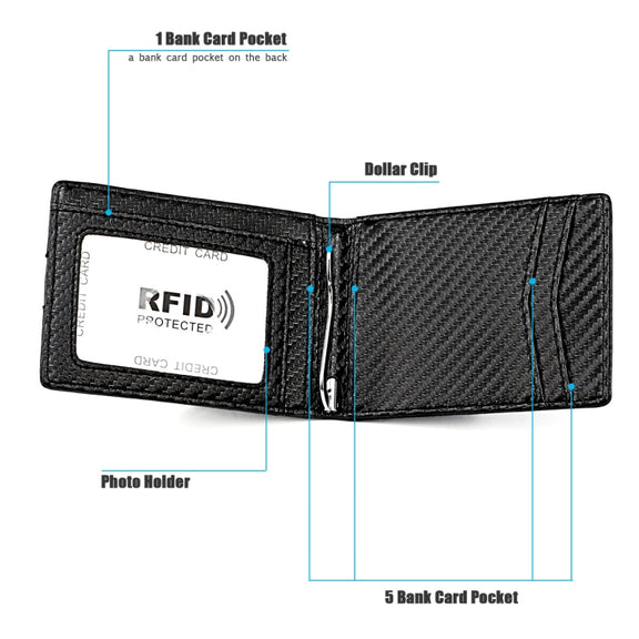 RFID Anti-theft Leather Men Wallet(Carbon Fiber Texture)