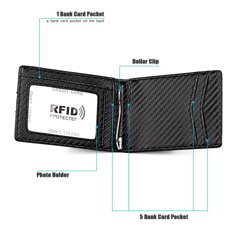 RFID Anti-theft Leather Men Wallet(Carbon Fiber Texture)