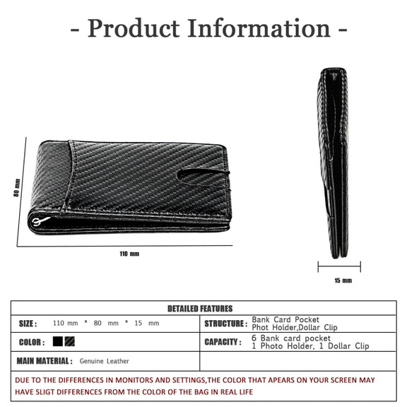RFID Anti-theft Leather Men Wallet(Carbon Fiber Texture)