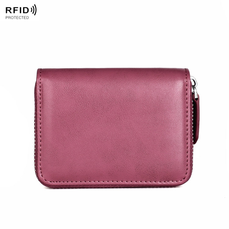 RFID Anti-theft Zipper Leather Coin Purse Coin Storage Bag(Purple)