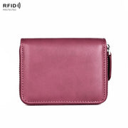 RFID Anti-theft Zipper Leather Coin Purse Coin Storage Bag(Purple)