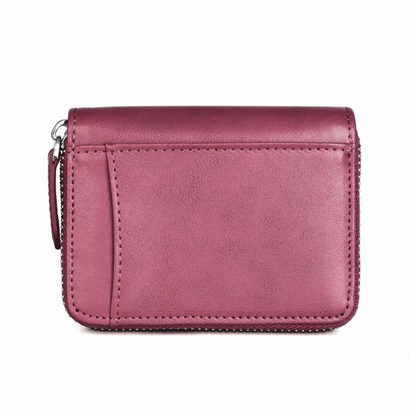 RFID Anti-theft Zipper Leather Coin Purse Coin Storage Bag(Purple)