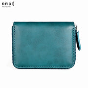 RFID Anti-theft Zipper Leather Coin Purse Coin Storage Bag(Blue)