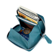 RFID Anti-theft Zipper Leather Coin Purse Coin Storage Bag(Blue)