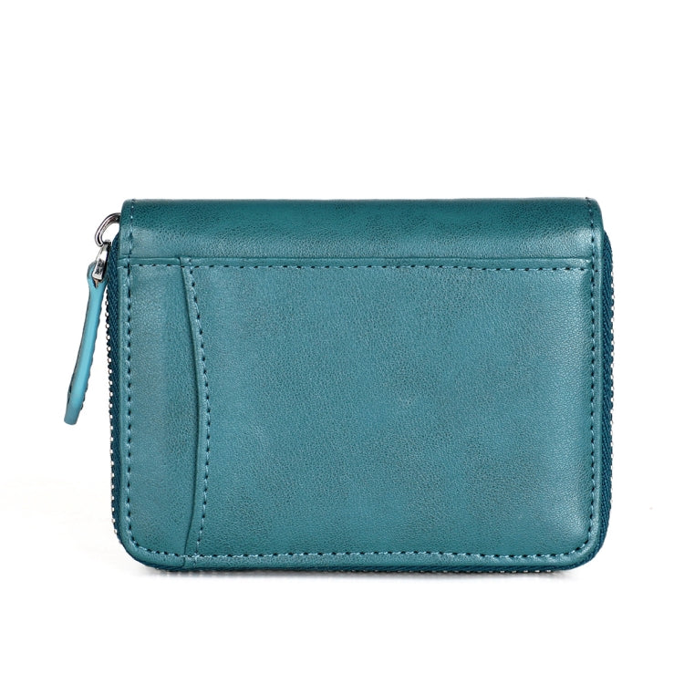 RFID Anti-theft Zipper Leather Coin Purse Coin Storage Bag(Blue)