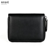 RFID Anti-theft Zipper Leather Coin Purse Coin Storage Bag(Black)