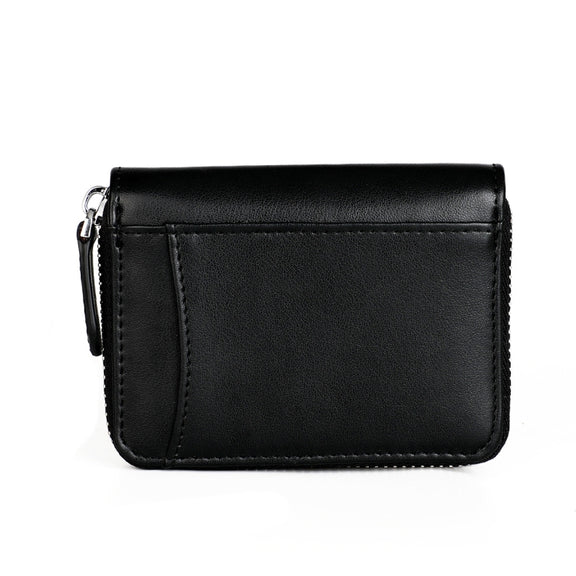 RFID Anti-theft Zipper Leather Coin Purse Coin Storage Bag(Black)