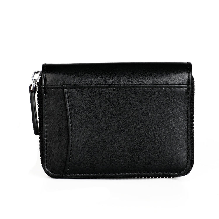 RFID Anti-theft Zipper Leather Coin Purse Coin Storage Bag(Black)