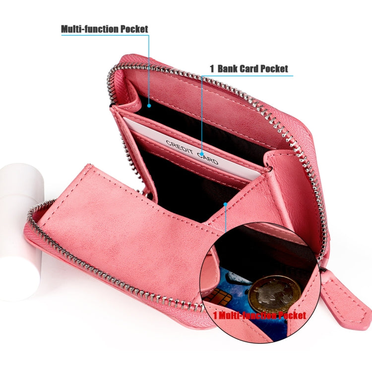 RFID Anti-theft Zipper Leather Coin Purse Coin Storage Bag(Blue)