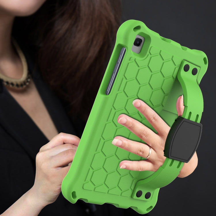 For Samsung Galaxy Tab A 8.0 & S Pen (2019)P200/P205 Honeycomb Design EVA + PC Four Corner Shockproof Protective Case with Strap(Green+Black)