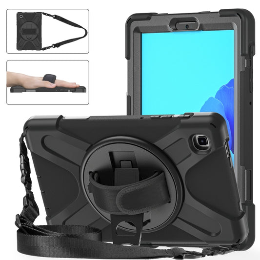 For Samsung Galaxy Tab A7 Lite T220 / T225 Silicone + PC Protective Case with Holder & Shoulder Strap(Black) - free shipping - PMC Jewellery - Order now!