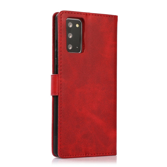 For Samsung Galaxy Note20 Calf Texture 2 in 1 Detachable Magnetic Back Cover Horizontal Flip Leather Case with Holder & Card Slots & Wallet & Photo Frame(Red)