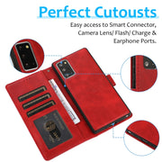 For Samsung Galaxy Note20 Calf Texture 2 in 1 Detachable Magnetic Back Cover Horizontal Flip Leather Case with Holder & Card Slots & Wallet & Photo Frame(Red)