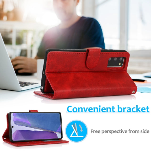 For Samsung Galaxy Note20 Calf Texture 2 in 1 Detachable Magnetic Back Cover Horizontal Flip Leather Case with Holder & Card Slots & Wallet & Photo Frame(Red)