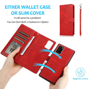 For Samsung Galaxy Note20 Calf Texture 2 in 1 Detachable Magnetic Back Cover Horizontal Flip Leather Case with Holder & Card Slots & Wallet & Photo Frame(Red)