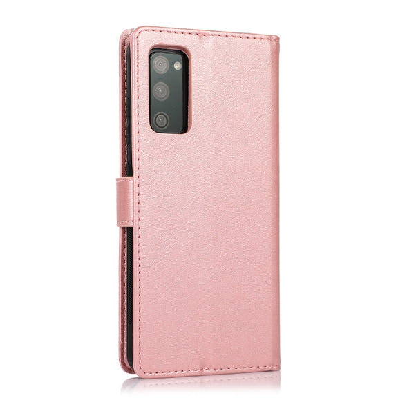 For Samsung Galaxy S20 FE Calf Texture 2 in 1 Detachable Magnetic Back Cover Horizontal Flip Leather Case with Holder & Card Slots & Wallet & Photo Frame(Rose Gold)