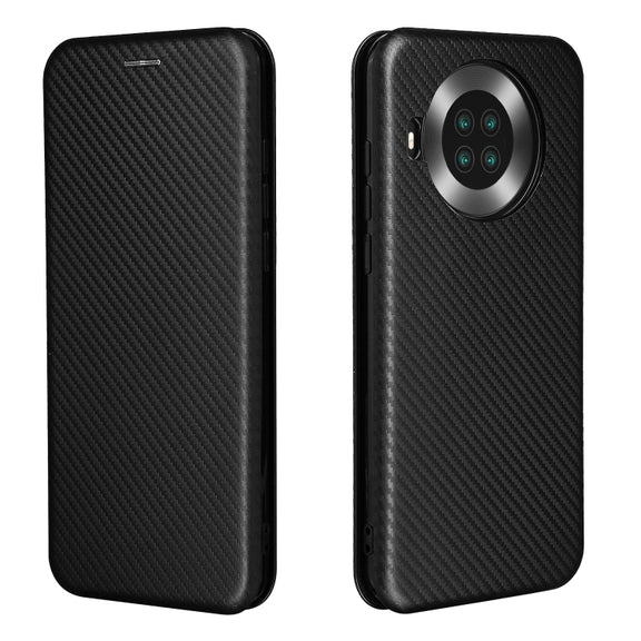 For Cubot Note 20 Carbon Fiber Texture Horizontal Flip TPU + PC + PU Leather Case with Card Slot(Black)