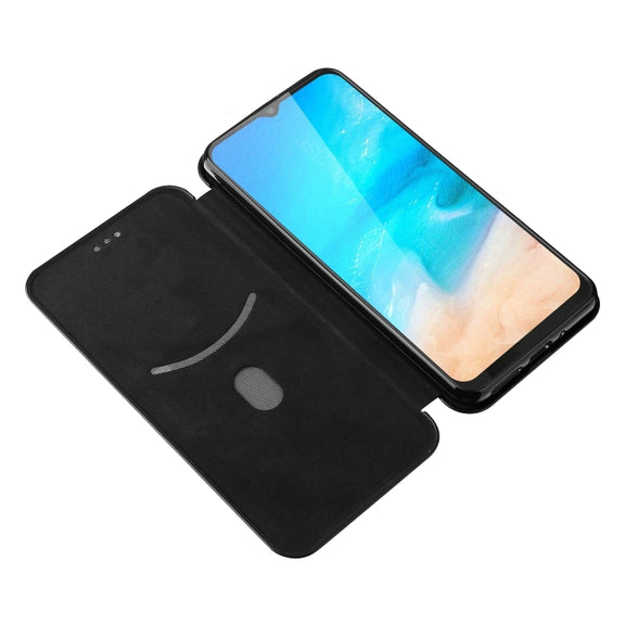 For Cubot Note 20 Carbon Fiber Texture Horizontal Flip TPU + PC + PU Leather Case with Card Slot(Black)