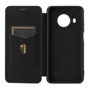 For Nokia X10 Carbon Fiber Texture Horizontal Flip TPU + PC + PU Leather Case with Card Slot(Black)