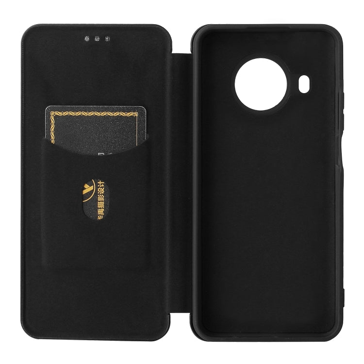 For Nokia X10 Carbon Fiber Texture Horizontal Flip TPU + PC + PU Leather Case with Card Slot(Black)