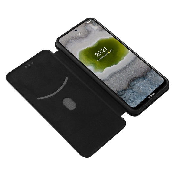 For Nokia X10 Carbon Fiber Texture Horizontal Flip TPU + PC + PU Leather Case with Card Slot(Black)