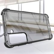 For Samsung Galaxy S21 FE 5G IMAK All-inclusive Shockproof Airbag TPU Case with Screen Protector(Transparent Black)