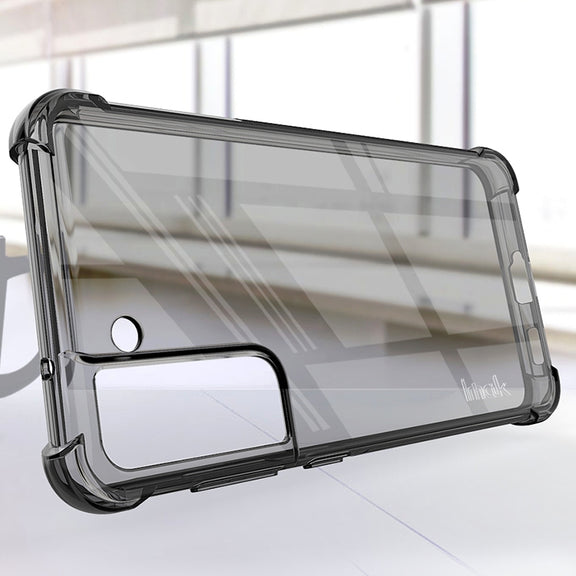 For Samsung Galaxy S21 FE 5G IMAK All-inclusive Shockproof Airbag TPU Case with Screen Protector(Transparent Black)