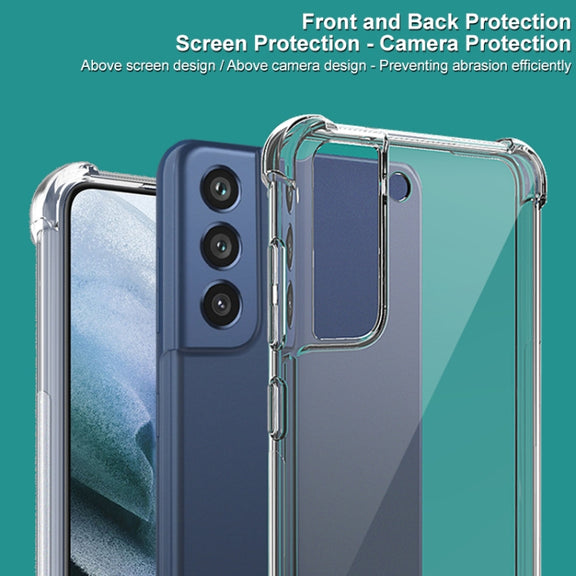 For Samsung Galaxy S21 FE 5G IMAK All-inclusive Shockproof Airbag TPU Case with Screen Protector(Transparent Black)