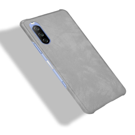 For Sony Xperia 10 III Shockproof Litchi Texture PC + PU Case(Grey)