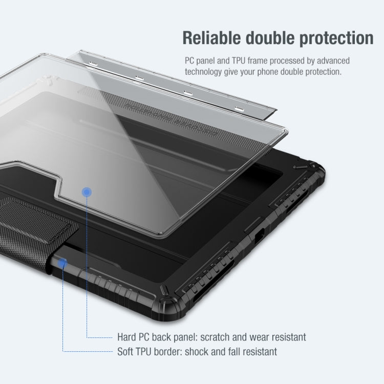 For iPad Pro 12.9 2022 / 2021 / 2020 NILLKIN Bumper Pro Horizontal Flip Leather Tablet Case with Pen Slot & Holder & Sleep / Wake-up Function (Blue)