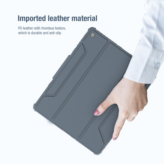 For iPad Pro 12.9 2022 / 2021 / 2020 NILLKIN Bumper Pro Horizontal Flip Leather Tablet Case with Pen Slot & Holder & Sleep / Wake-up Function (Blue)
