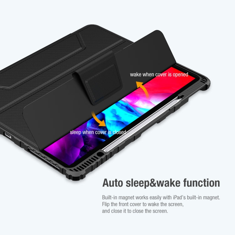 For iPad Pro 12.9 2022 / 2021 / 2020 NILLKIN Bumper Pro Horizontal Flip Leather Tablet Case with Pen Slot & Holder & Sleep / Wake-up Function (Blue) - free shipping - PMC Jewellery - Order now!