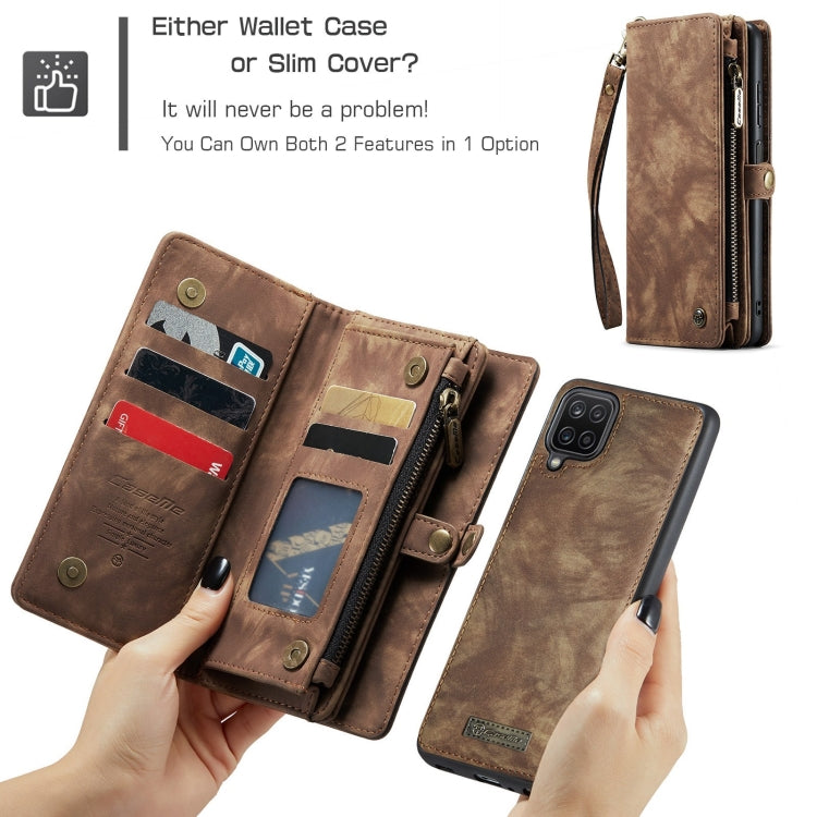 For Samsung Galaxy A12 CaseMe Detachable Multifunctional Horizontal Flip Leather Case, with Card Slot & Holder & Zipper Wallet & Photo Frame(Brown) - Galaxy Phone Cases by CaseMe | Online Shopping South Africa | PMC TechLife | Buy Now Pay Later Mobicred