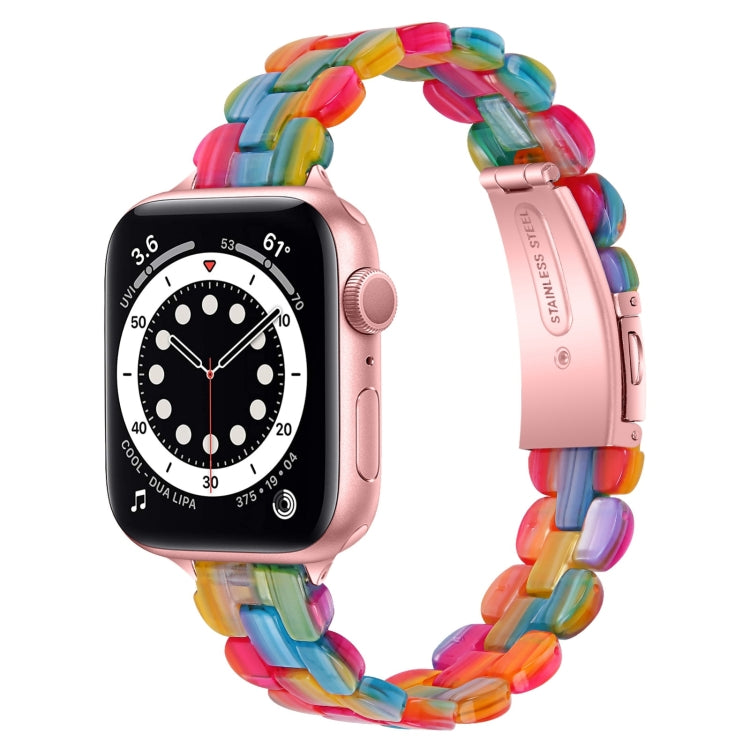 Oval Resin Watch Band For Apple Watch Series 9&8&7 41mm / SE 3&SE 2&6&SE&5&4 40mm / 3&2&1 38mm(Rainbow) - Watch Bands by PMC TechLife | Online Shopping South Africa | PMC TechLife | Buy Now Pay Later Mobicred