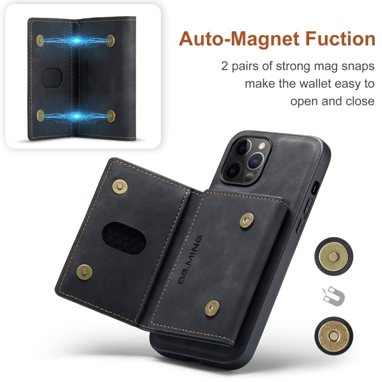 For iPhone 12 Pro Max DG.MING M2 Series 3-Fold Multi Card Bag + Magnetic Back Cover Shockproof Case with Wallet & Holder Function(Black) - iPhone 12 Pro Max Cases by DG.MING | Online Shopping South Africa | PMC TechLife | Buy Now Pay Later Mobicred