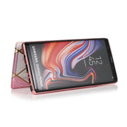 For Samsung Galaxy Note9 Bronzing Plating PU + TPU Horizontal Flip Leather Case with Holder & Card Slot(Pink White)