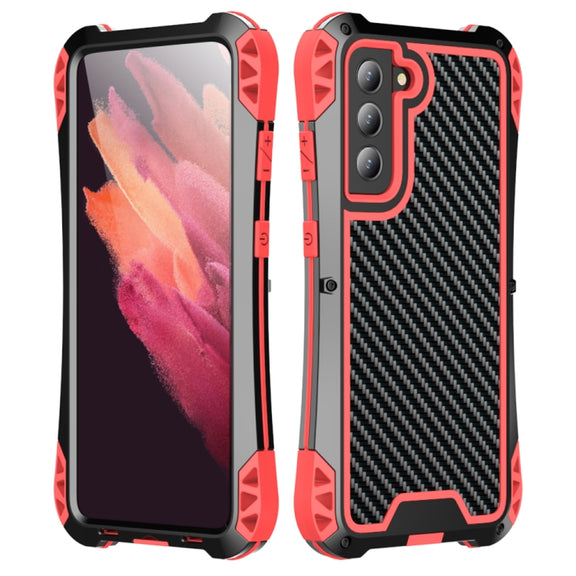 For Samsung Galaxy S21 FE R-JUST AMIRA Shockproof Dustproof Water-resistant Metal Protective Case(Red)