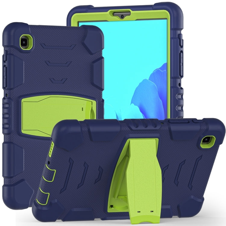 For Samsung Galaxy Tab A7 Lite 8.7 inch 2021 3-Layer Protection Screen Frame + PC + Silicone Shockproof Combination Case with Holder(NavyBlue+Lime)