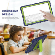 For Samsung Galaxy Tab A7 Lite 8.7 inch 2021 3-Layer Protection Screen Frame + PC + Silicone Shockproof Combination Case with Holder(NavyBlue+Lime)