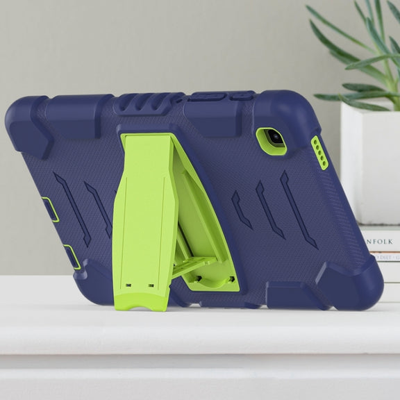 For Samsung Galaxy Tab A7 Lite 8.7 inch 2021 3-Layer Protection Screen Frame + PC + Silicone Shockproof Combination Case with Holder(NavyBlue+Lime)