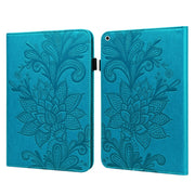 Lace Flower Embossing Pattern Horizontal Flip Leather Case with Holder & Card Slots & Wallet & Photo Frame & Sleep / Wake-up Function For iPad 9.7 2018 / 9.7  2017 / Air 2 / Air(Blue)