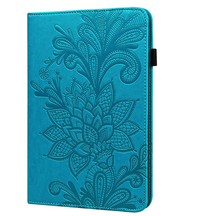Lace Flower Embossing Pattern Horizontal Flip Leather Case with Holder & Card Slots & Wallet & Photo Frame & Sleep / Wake-up Function For iPad 9.7 2018 / 9.7  2017 / Air 2 / Air(Blue)