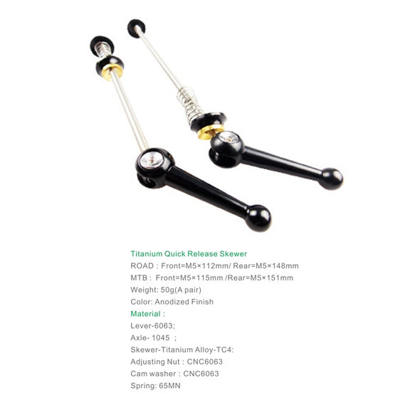 BIKERSAY Bicycle Skewers Quick Release Titanium Axle QR Wheel Hub Skewer For Road Bicycle, Model:QR003