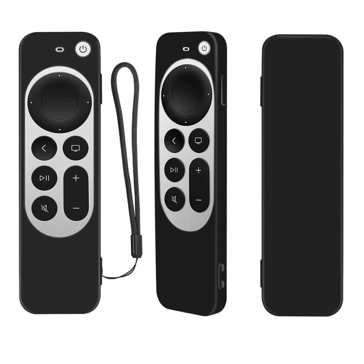 Silicone Protective Case Cover with Rope For Apple TV 4K 4th Siri Remote Controller(Black) - Apple TV Accessories by PMC TechLife | Online Shopping South Africa | PMC TechLife