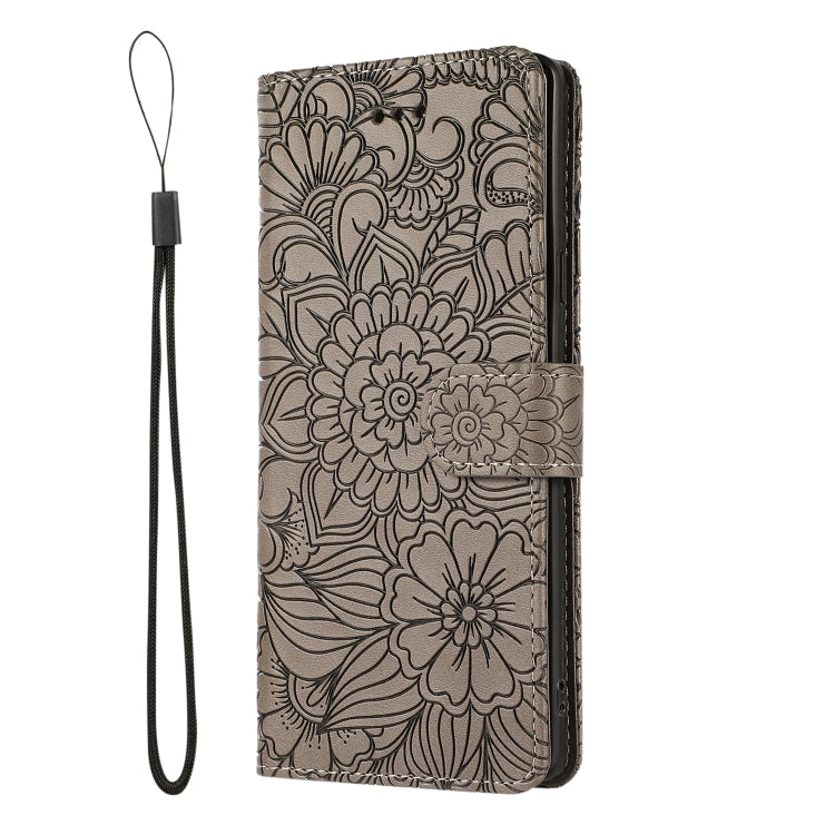 For Samsung Galaxy Note9 Skin Feel Embossed Sunflower Horizontal Flip Leather Case with Holder & Card Slots & Wallet & Lanyard(Gray) - free shipping - PMC TechLife - Order now!