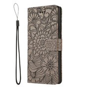 For Samsung Galaxy Note9 Skin Feel Embossed Sunflower Horizontal Flip Leather Case with Holder & Card Slots & Wallet & Lanyard(Gray)