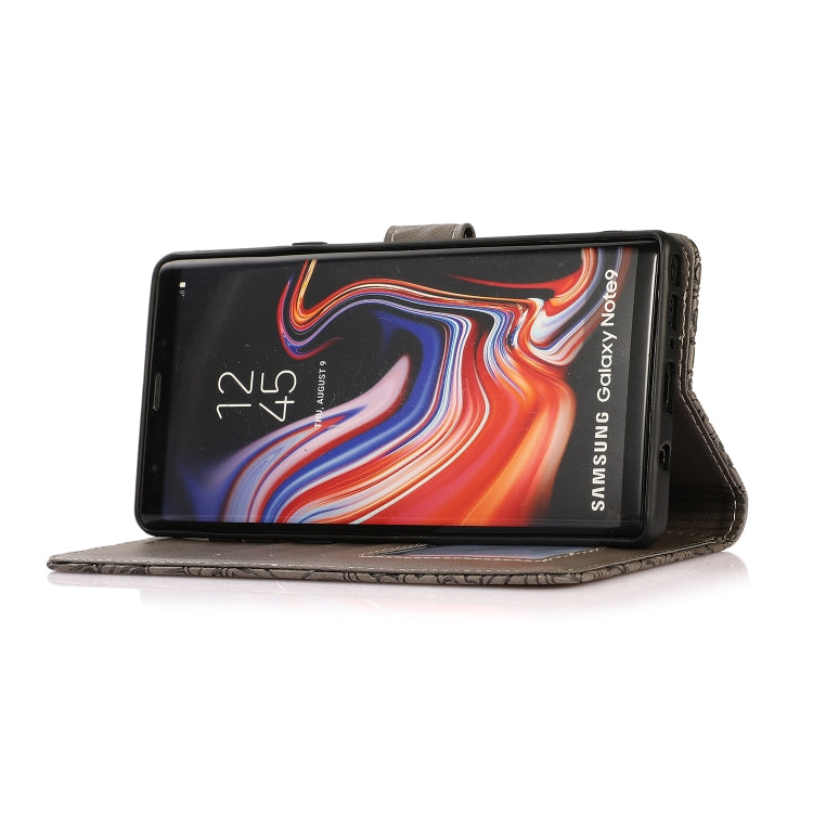 For Samsung Galaxy Note9 Skin Feel Embossed Sunflower Horizontal Flip Leather Case with Holder & Card Slots & Wallet & Lanyard(Gray)